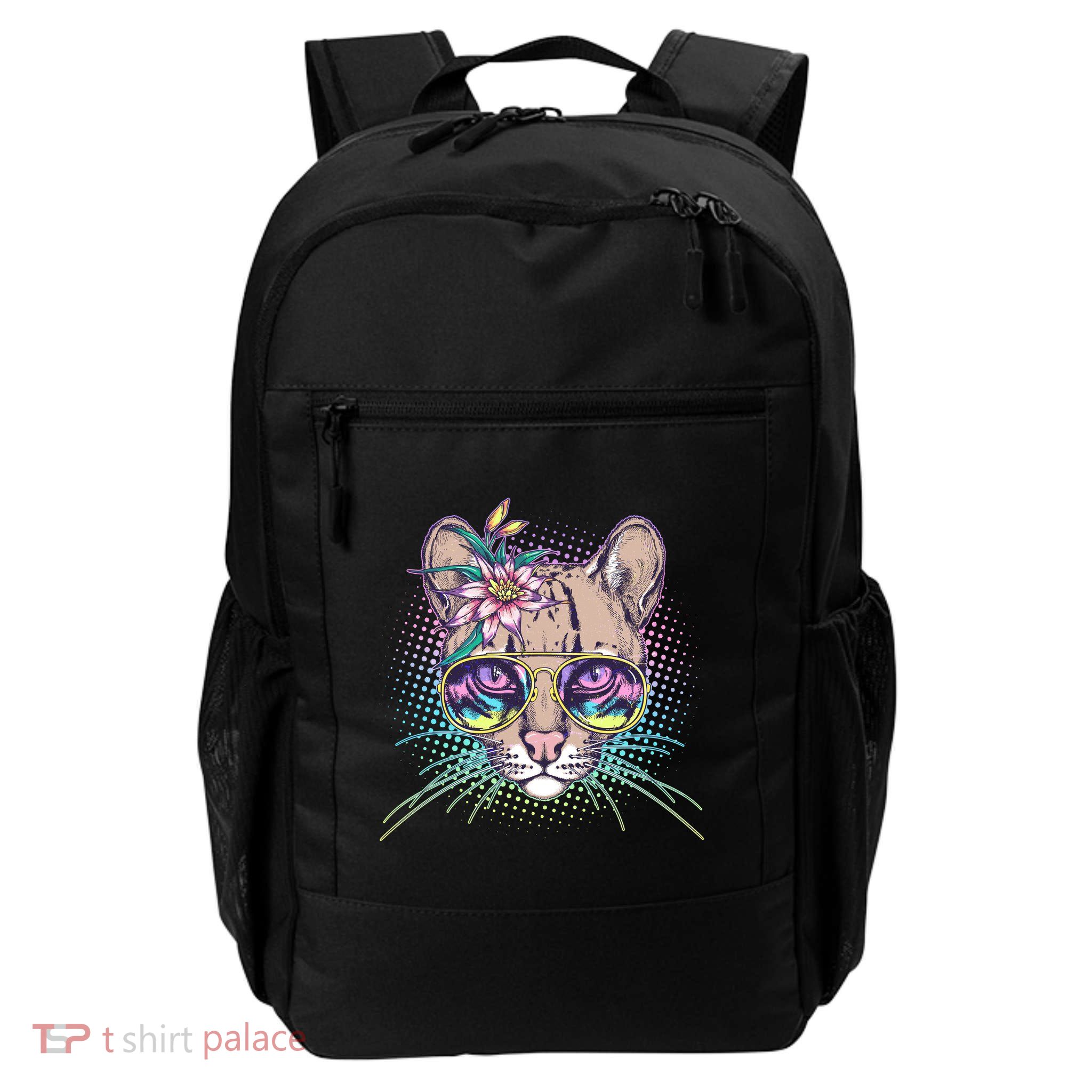 Cute Tropical Rainbow Ocelot Cat Daily Commute Backpack