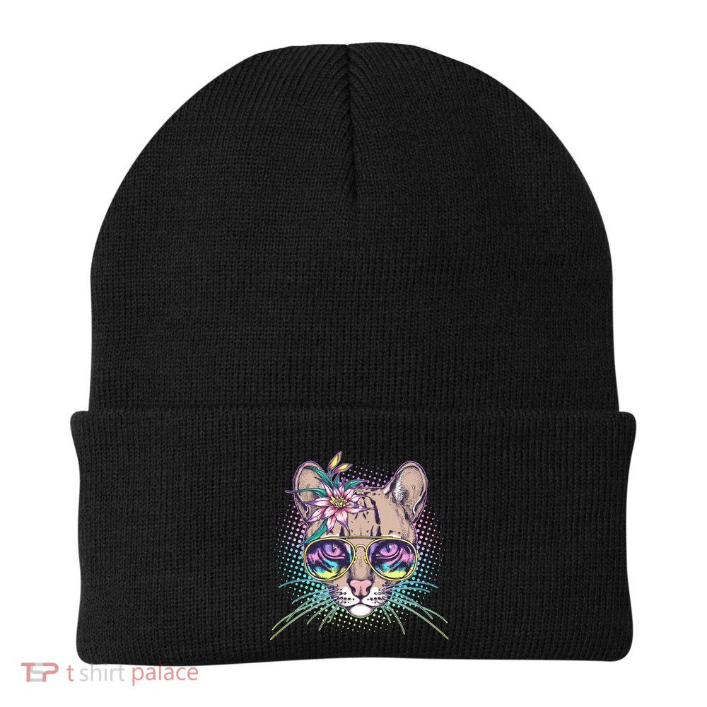 Cute Tropical Rainbow Ocelot Cat Beanie