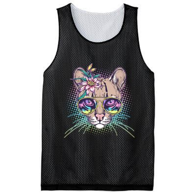 Cute Tropical Rainbow Ocelot Cat Mesh Reversible Basketball Jersey Tank