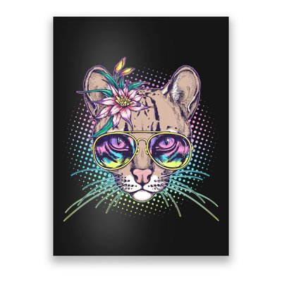 Cute Tropical Rainbow Ocelot Cat Poster