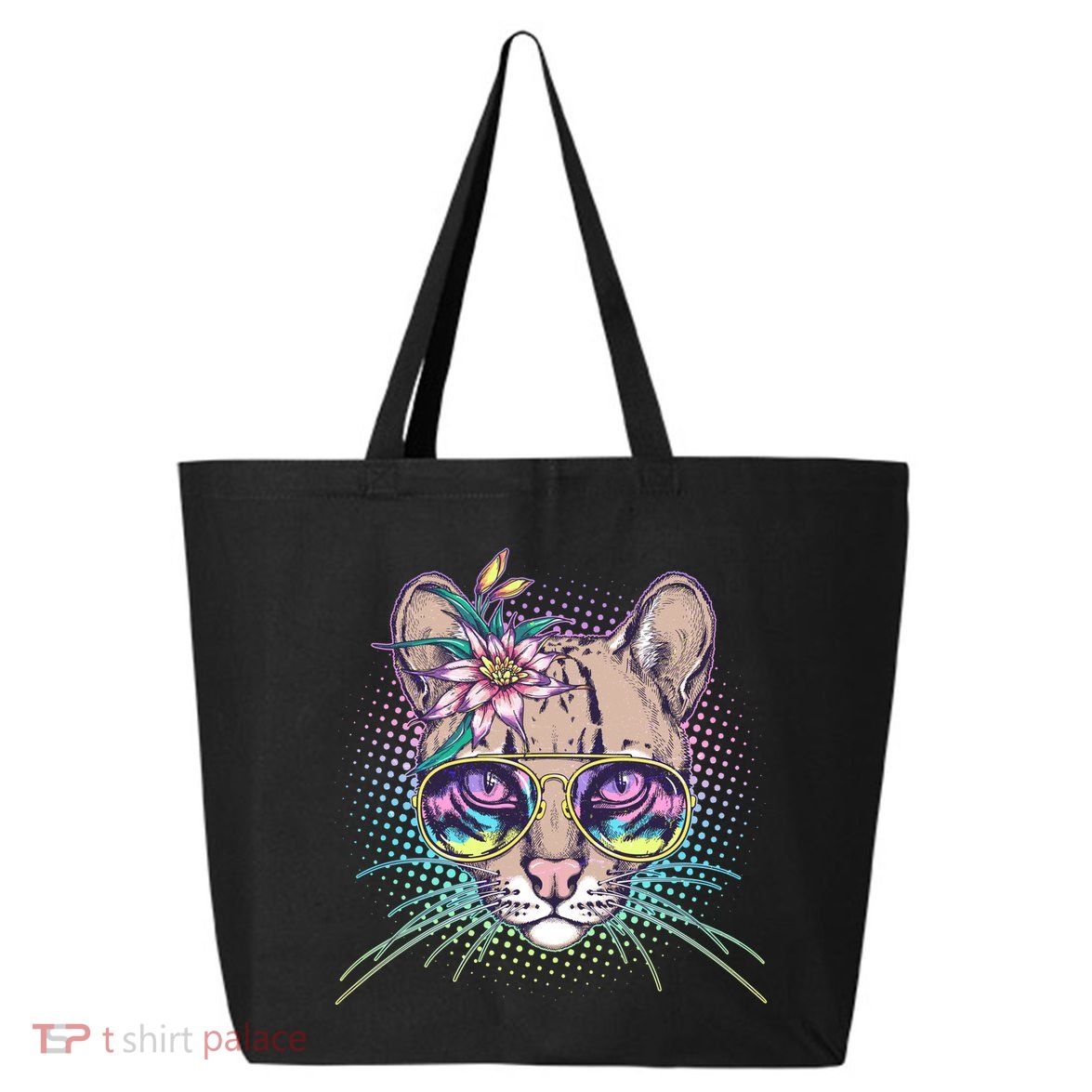 Cute Tropical Rainbow Ocelot Cat 25L Jumbo Tote