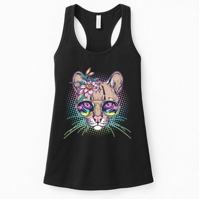 Cute Tropical Rainbow Ocelot Cat Womens Tank Top