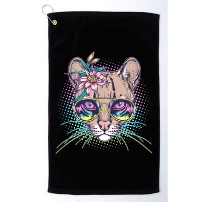 Cute Tropical Rainbow Ocelot Cat Golf Towel