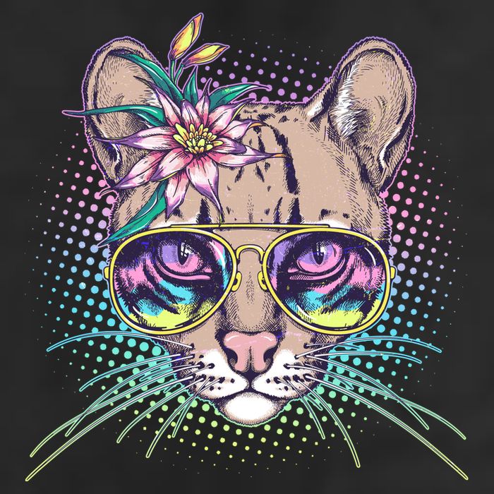Cute Tropical Rainbow Ocelot Cat Golf Towel