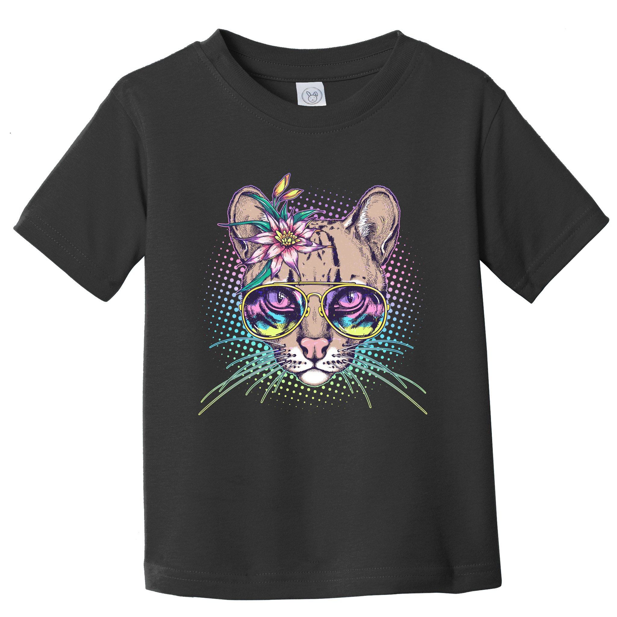 Cute Tropical Rainbow Ocelot Cat Toddler T-Shirt