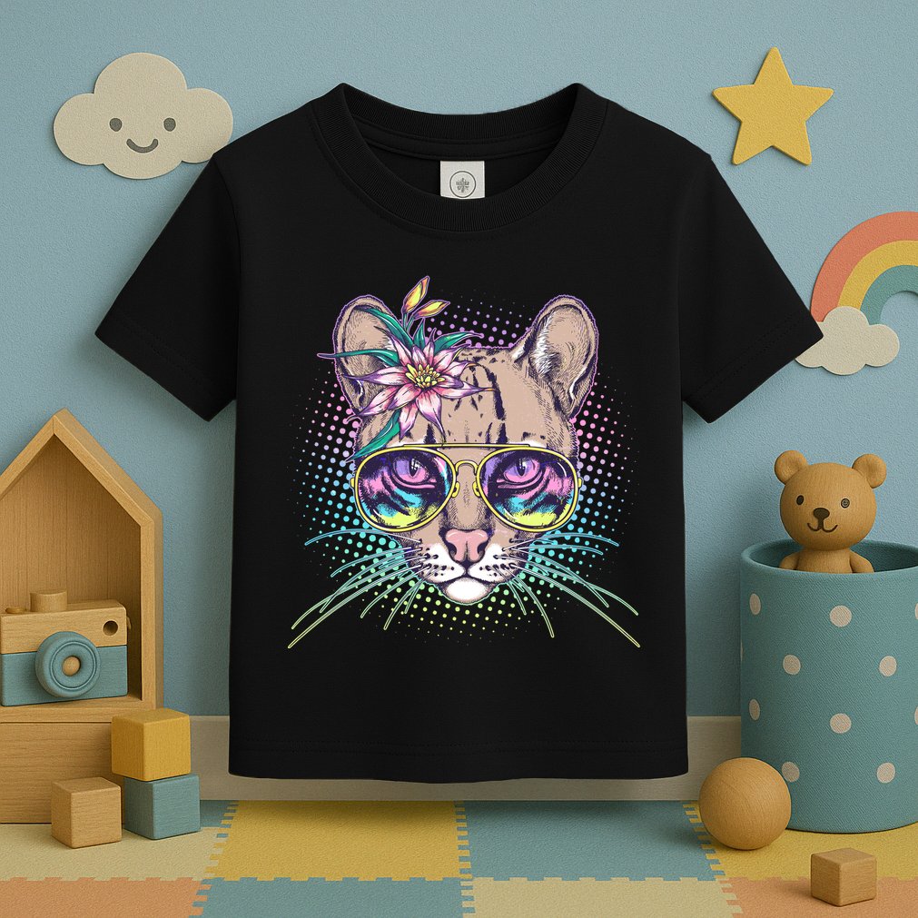 Cute Tropical Rainbow Ocelot Cat Toddler T-Shirt
