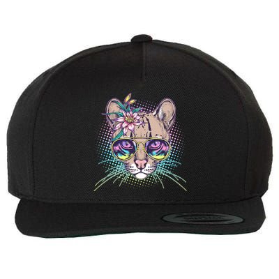 Cute Tropical Rainbow Ocelot Cat Wool Snapback Cap