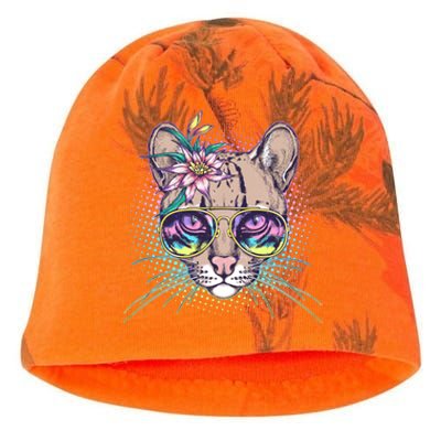 Cute Tropical Rainbow Ocelot Cat Kati - Camo Knit Beanie