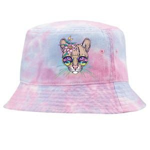 Cute Tropical Rainbow Ocelot Cat Tie-Dyed Bucket Hat