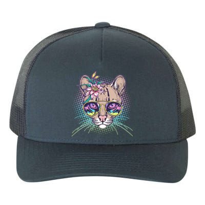 Cute Tropical Rainbow Ocelot Cat Yupoong Adult 5-Panel Trucker Hat