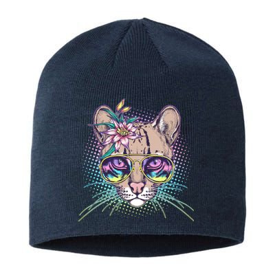 Cute Tropical Rainbow Ocelot Cat Sustainable Beanie