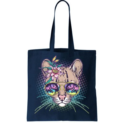 Cute Tropical Rainbow Ocelot Cat Tote Bag