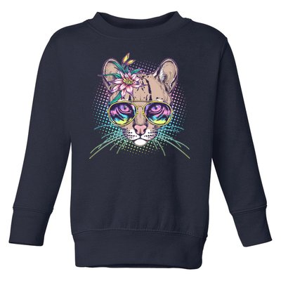 Cute Tropical Rainbow Ocelot Cat Toddler Sweatshirt