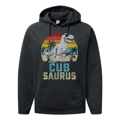 Cubsaurus T Rex Dinosaur Cub Saurus FatherS Family Performance Fleece Hoodie