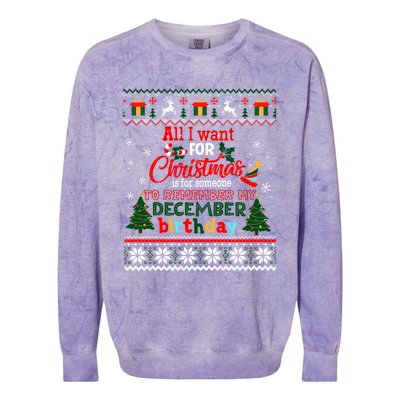 Christmas To Remember My December Birthday Ugly Xmas Gift Colorblast Crewneck Sweatshirt