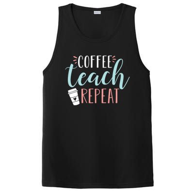 Coffee Teach Repeat Cool Gift Cute Coffee Lover Teacher Quote Great Gift PosiCharge Competitor Tank