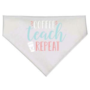 Coffee Teach Repeat Cool Gift Cute Coffee Lover Teacher Quote Great Gift USA-Made Doggie Bandana