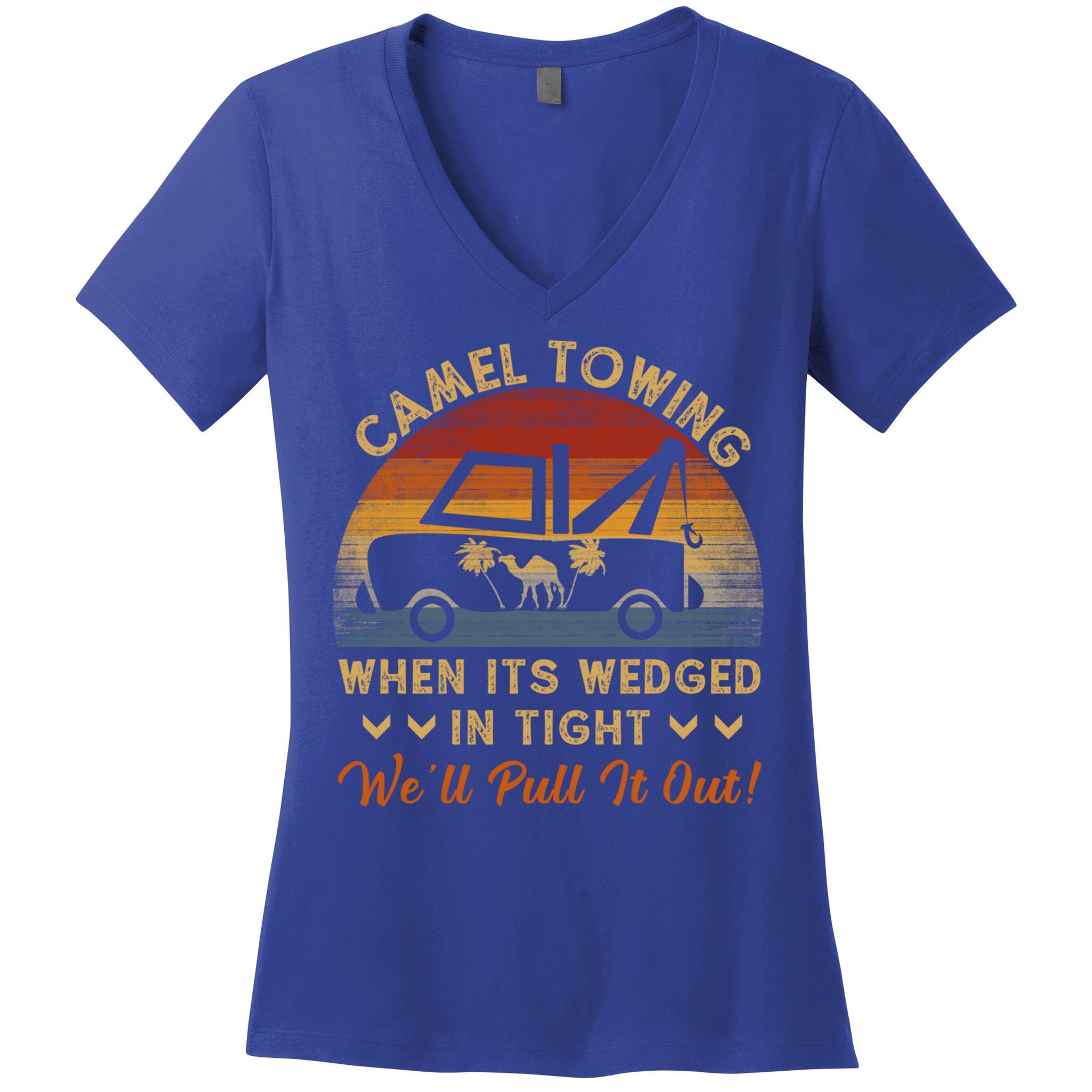 Camel Towing Retro Adult Humor Saying Funny Halloween Great Gift Women's V-Neck T-Shirt