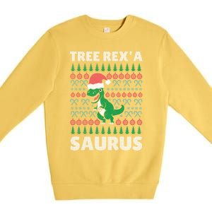 Christmas Tree Rex A' Saurus Cool Gift Funny Dinosaur Great Gift Premium Crewneck Sweatshirt