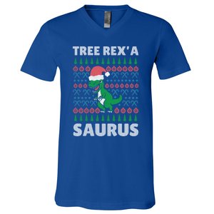 Christmas Tree Rex A' Saurus Cool Gift Funny Dinosaur Great Gift V-Neck T-Shirt