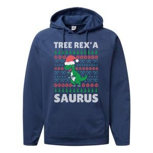 Christmas Tree Rex A' Saurus Cool Gift Funny Dinosaur Great Gift Performance Fleece Hoodie