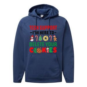 Christmas Tech Support Here To Delete Your Cookies Xmas Cool Performance Fleece Hoodie