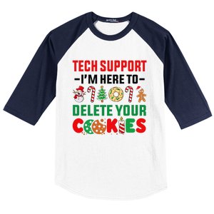 Christmas Tech Support Here To Delete Your Cookies Xmas Cool Baseball Sleeve Shirt