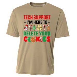 Christmas Tech Support Here To Delete Your Cookies Xmas Cool Cooling Performance Crew T-Shirt