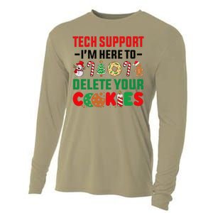 Christmas Tech Support Here To Delete Your Cookies Xmas Cool Cooling Performance Long Sleeve Crew