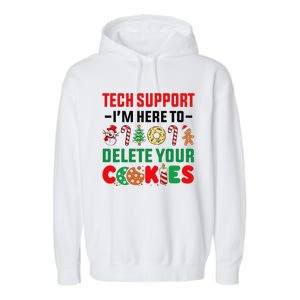 Christmas Tech Support Here To Delete Your Cookies Xmas Cool Garment-Dyed Fleece Hoodie