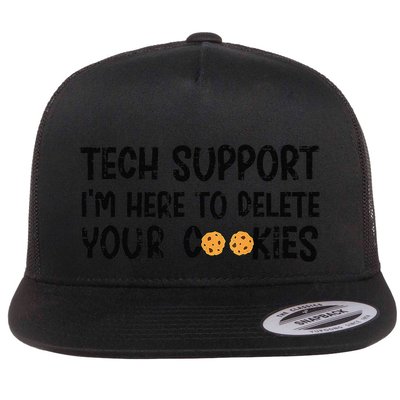 Christmas Tech Support I’M Here To Delete Your Cookies Xmas Flat Bill Trucker Hat