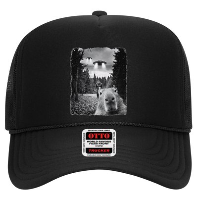 Capybara Taking Selfie With Ufos And Bigfoot Funny Capybara Trucker Hat