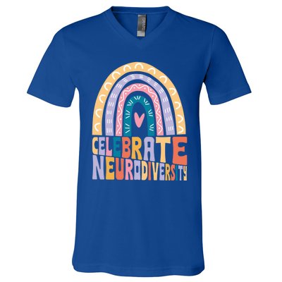 Celebrate The Spectrum Celebrate Neurodiversity Autism Gift V-Neck T-Shirt