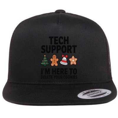 Christmas Tech Support Here To Delete Cookies Xmas Flat Bill Trucker Hat