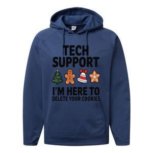 Christmas Tech Support Here To Delete Cookies Xmas Performance Fleece Hoodie