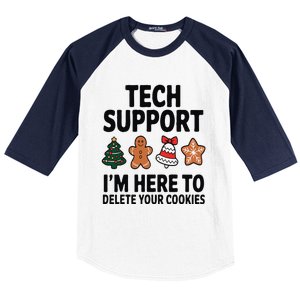 Christmas Tech Support Here To Delete Cookies Xmas Baseball Sleeve Shirt