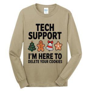 Christmas Tech Support Here To Delete Cookies Xmas Tall Long Sleeve T-Shirt