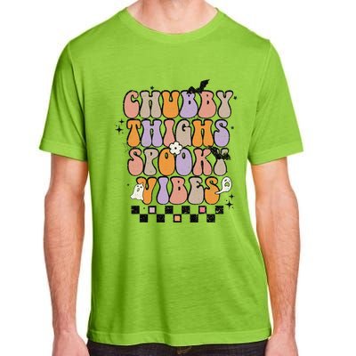 Chubby Thighs Spooky Vibes Halloween Retro Groovy Flower Boo Adult ChromaSoft Performance T-Shirt