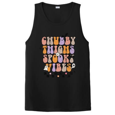 Chubby Thighs Spooky Vibes Halloween Retro Groovy Flower Boo PosiCharge Competitor Tank