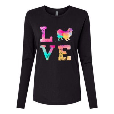 Colorful Tibetan Spaniel Dog Love-r Dad Mom Womens Cotton Relaxed Long Sleeve T-Shirt