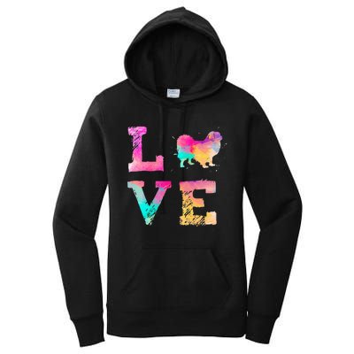 Colorful Tibetan Spaniel Dog Love-r Dad Mom Women's Pullover Hoodie