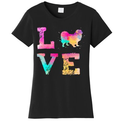 Colorful Tibetan Spaniel Dog Love-r Dad Mom Women's T-Shirt