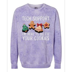 Christmas Tech Support Here To Delete Cookies Xmas Funny Colorblast Crewneck Sweatshirt