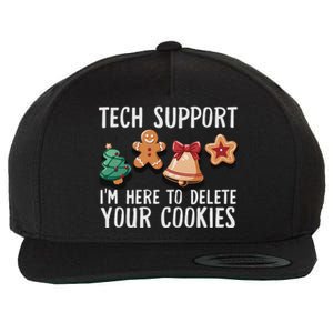 Christmas Tech Support Here To Delete Cookies Xmas Funny Wool Snapback Cap