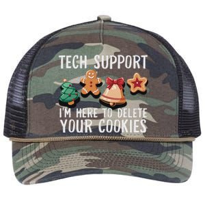 Christmas Tech Support Here To Delete Cookies Xmas Funny Retro Rope Trucker Hat Cap