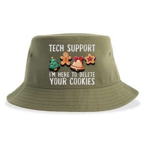 Christmas Tech Support Here To Delete Cookies Xmas Funny Sustainable Bucket Hat