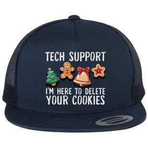 Christmas Tech Support Here To Delete Cookies Xmas Funny Flat Bill Trucker Hat