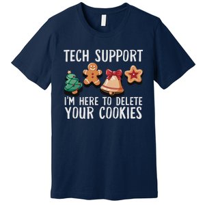 Christmas Tech Support Here To Delete Cookies Xmas Funny Premium T-Shirt