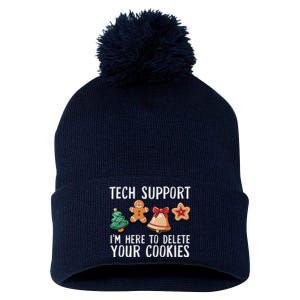 Christmas Tech Support Here To Delete Cookies Xmas Funny Pom Pom 12in Knit Beanie