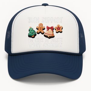 Christmas Tech Support Here To Delete Cookies Xmas Funny Trucker Hat